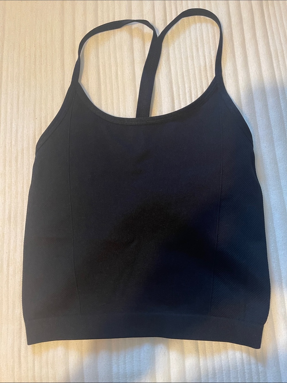 Black Racerback Tank with Crescent Detail